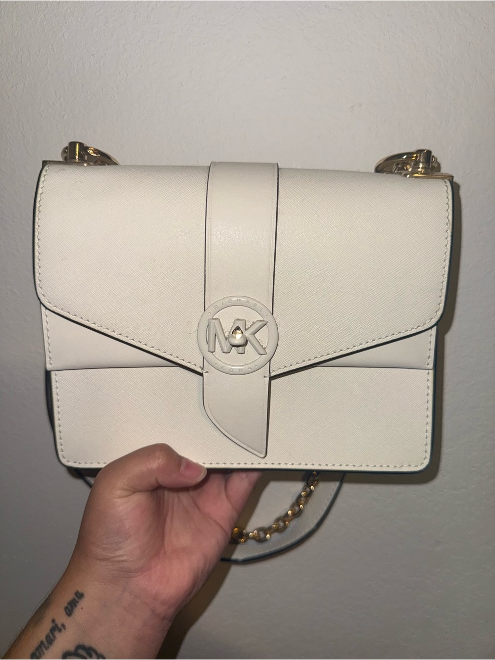 Michael Kors Cream Saffiano Crossbody with Gold Hardware